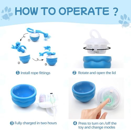 Goosheep 2026 New Interactive Dog Toys, Automatic Moving Dog Ball for Medium/Large Dogs, Interactive Smart Rolling Dogs Toy Ball with Light Up to Keep Them Busy(Blue)