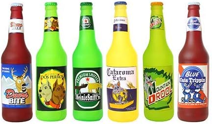 Tuffy® - Silly Squeakers® : 6 Pack Beer Bottle Dog Toy: Squeaky Dog Toy , Washable and Floats , Vinyl