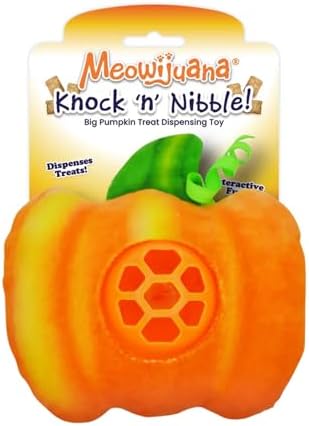 Meowijuana Knock 'n' Nibble Fall Pumpkin Treat-Dispensing Cat Toy