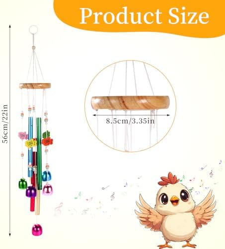 Chicken Toys for Coop, Enrichment Toys Wind Chimes Home Garden Colorful Art Hanging Chick Peck Toy Decoration with Bells Fun & Interactive Hens Brooder Accessories for Bird Parrot Lovebird