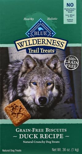 Blue Buffalo Wilderness Trail Treats High Protein Grain Free Dog Biscuits Crunchy Dog Treats, Duck Recipe, 36-oz Box, (Pack of 3)