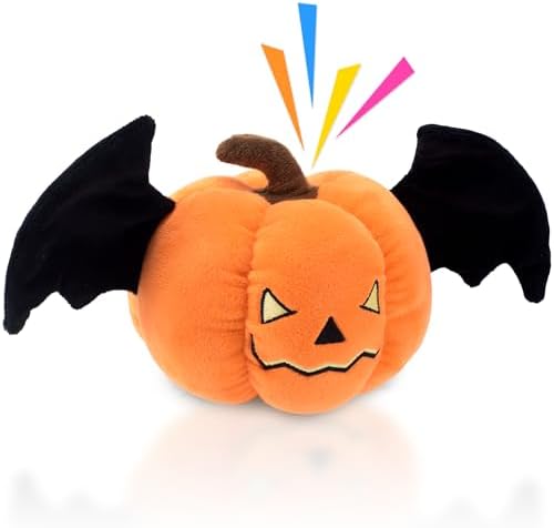 LECHONG Halloween Squeaky Dog Toys, Funny Pumpkin for Puppy Small and Medium Dogs, Crinkle Pumpkin Puppy Toys with Wings, Cute Plush Dog Chew Toys
