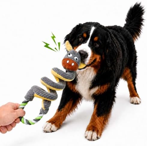 Dog Toys for Aggressive Chewers Squeaky Toys with Pull Rope Plush Tug (G)