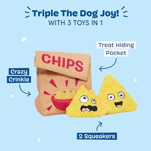 BarkBox A-Maize-ing Corn Chips Dog Toy - Toy for Extra Small to Small Dogs