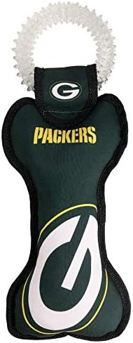 Pets First NFL Green Bay Packers Dental Dog TUG Toy with Squeaker. Tough PET Toy for Healthy Fun, Teething & Cleaning Pet's Teeth & Gum. (GBP-3310)