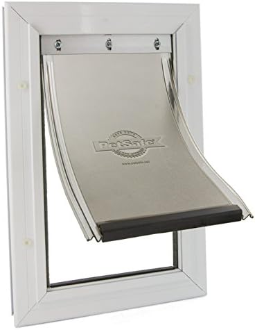PetSafe Freedom Aluminum Pet Door, Dogs & Cats Under 15 lbs, Small, White | Solid Aluminum Frame, Tinted Vinyl Flap, Flap Opening 5.25" W x 8.125" H, Fits Doors 3/8-2 in Thick