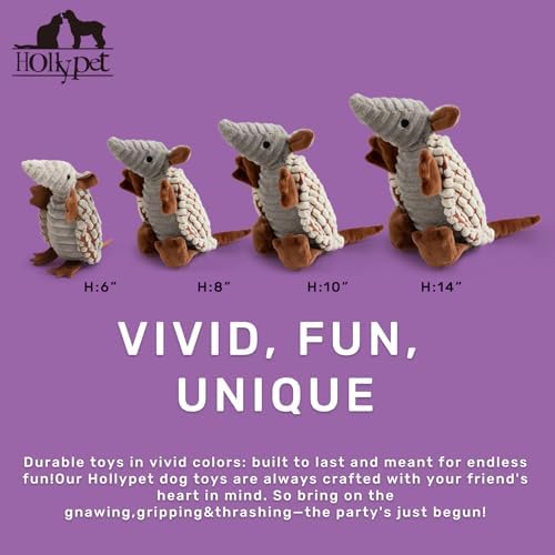 Hollypet Armadillo Squeaky Puppy Dog Toys for Small Medium Dogs, 8"