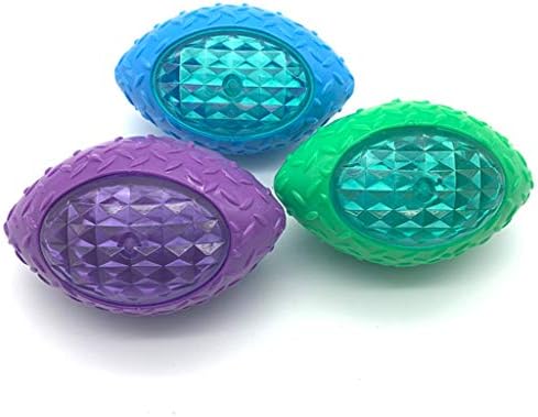 Dog Puppy Rubber Football Shape LED Light Sound Bouncy Ball Tooth Chew Molar Interactive Training Toy Pet Supplies, Green