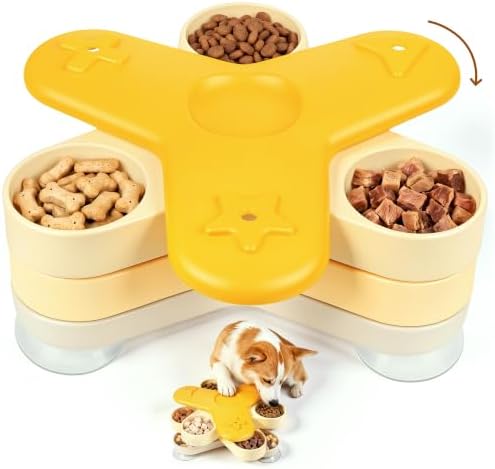 NORMON Dog Slow Feeder, 4-Layer Rotating Treat Puzzle with 3 Suction Cups
