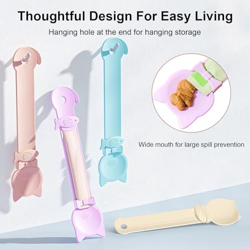 4PCS Cat Strip Feeder Spoons, Sliding Pet Treat Spoon Squeeze, Lickable Squeezable Creamy Treat, Wet Treats Dispenser, Cat Treat Spoon Squeeze, Fun Feeding for Pets, Beige/Blue/Purple/Pink