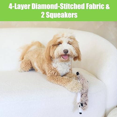 SPOT Skinneeez Extreme Quilted Raccoon - Durable, Stuffing Free Dog Toy with 4 Layers of Diamond Stitched Fabric & 2 Squeakers- Ideal for Small & Medium Aggressive Puppies and Dogs- 14in