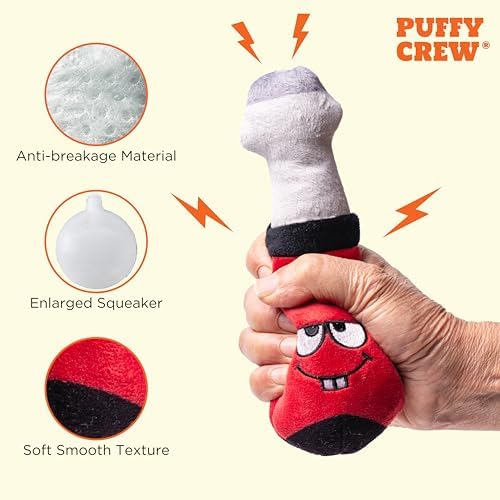 Squeaky Dog Plush Toy, Tools Bite_Stick Collection, 8", for Small and Medium Dogs (Screwdriver, Small)