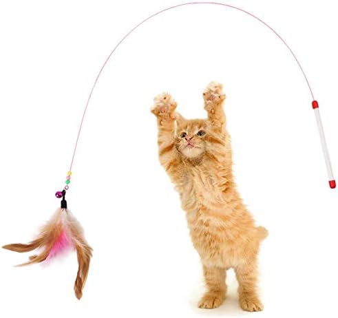 Cat Interactive Toy Stick Feather Wand With Small Bell Mouse Cage Toys Plastic Artificial Colorful Cat Teaser Toy Pet Supplies (Tpye7)