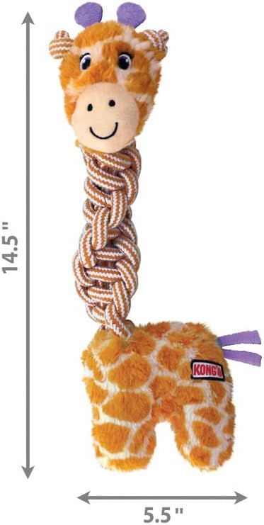 KONG Knots Twists Dog Toys, 2-Pack Assorted – Durable Braided Rope with Squeaker, Minimal Stuffing, Soft & Tough Chew Toy for Thrashing & Teeth Cleaning (Medium/Large)