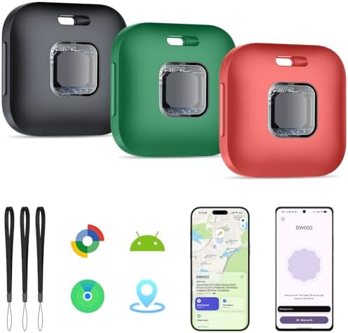 Hoxe Air Tracker Tags-3 Pack for iOS & Android, Smart Tag for Key, Bag, Pet | Dual System Luggage Tracker Compatible with Apple Find My & Google Find Hub App, Bluetooth Key Finder Replaceable Battery