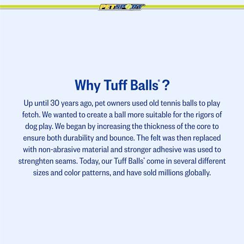 PetSport Junior Peanut Butter Tuff Ball Dog Toys | 6 Pack Jr. (1.8") Pet Safe Felt & Durable Rubber Tennis Balls | Play Fetch, Chuck or Toss at Dog Park