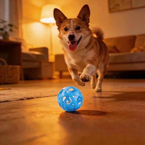 Dog Ball Toy with Bell for Small Dogs& Puppy, Small Dog Ball for Boredom Relief & Teething, TPR Chew Resistant Interactive Fetch Toy.