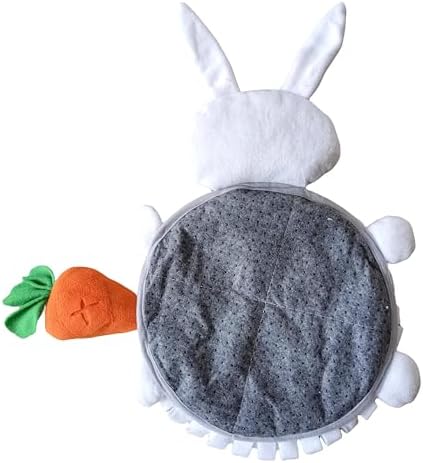 Pet Snuffle Mat Dog Foraging Food Mats Interactive Feeding Puzzle Toy Animal Design Fleece Slow Feeder Treat Dispenser for Dogs Rabbits Guinea Pigs (Bunny)