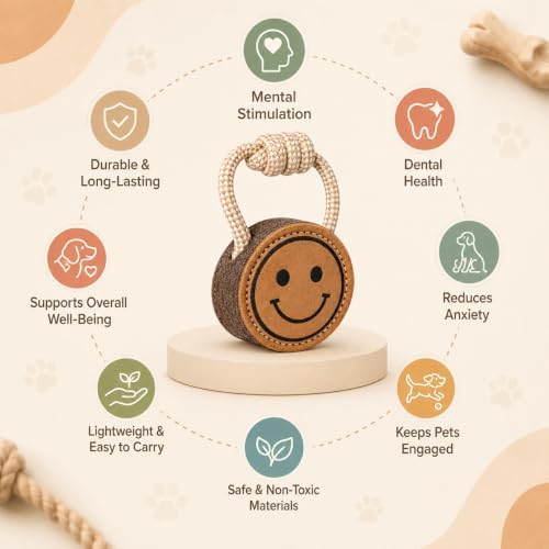 Natural Jute Dog Chew Toy – Smiley Shape, Tough & Durable Puppy Teething Toy, Safe Eco-Friendly Chew, Interactive Training & Play Toy for Small, Medium & Large Dogs