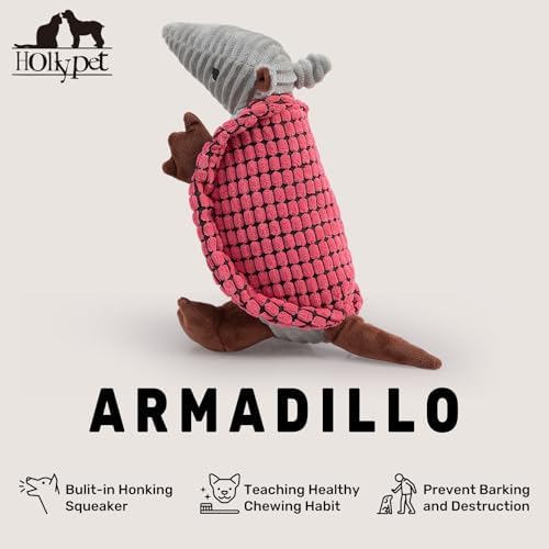 Hollypet Armadillo Squeaky Dog Toys for Medium Large Dogs, 10"