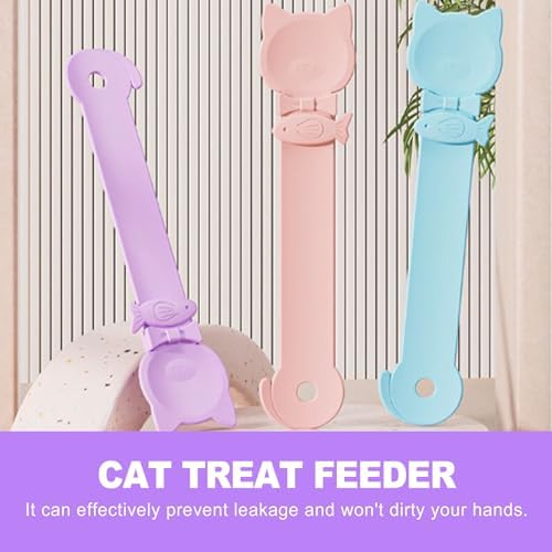 3 PCS Cat Treat Spoon Squeeze & Lickable Feeder for Wet Food,Puree,Liquid Snacks,Strip Feeder Spoon with Multi-Function (3 Colors)