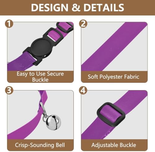 Gradient Purple Adjustable Buckle Cat Collars 2 Pack Collar for Kitten
