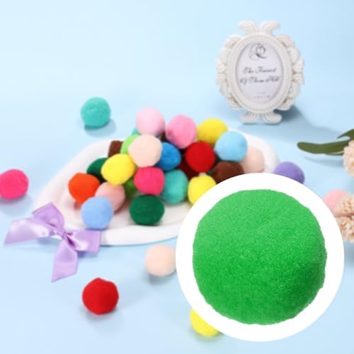 Cat Toy Pom Ball, Interactive Cat Ball Toys Fuzzy Pompoms (Plush, 1.2Inch, 30Pcs, Fruit Green) for Kittens Pet Enrichment Training Play Indoor