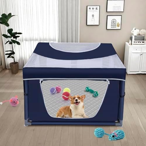 42 × 42 inch Dog Playpen with Pee Pad, Soft Puppy Playpen, 25 Height Pet Playpen for Small Dogs and Small Animals, Dog Fence Indoor, Play Yard with Zipper Door