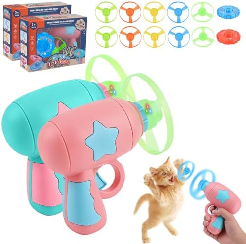 Cat Fetch Toy, 2026 Interactive Light-Up Flying Disc Launcher & Fetch Toy for Cats, Cat Toy Propeller Launcher for Training & Hunting (A+B)