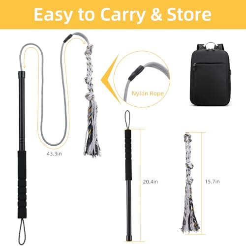Gingull Outdoor Flirt Pole for Dogs - Interactive Toy Teaser Wand for Dogs Outdoor Chase and Tug of War Heavy Duty Dog Flirt Pole, Durable Pet Toys for Dog, Black