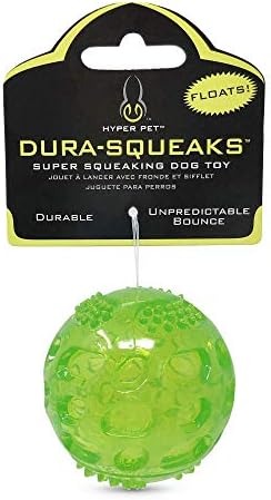 Hyper Pet DuraSqueak Dog Ball Toy, Interactive Dog Toys that Float and Squeaks for Playing, Fetching and Retrieving-Great Alternative to Traditional Tennis Balls Green 2.5 Inch