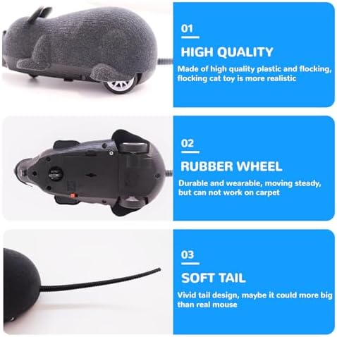 Remote Control Rat Mouse Cat Toy Realistic RC Fake Rat Mouse Toy Flocking Wireless Funny Chasing Electronic Interactive Cat Toys Prank Joke Scary Trick Rats for Cats Dogs Novelty (Grey)