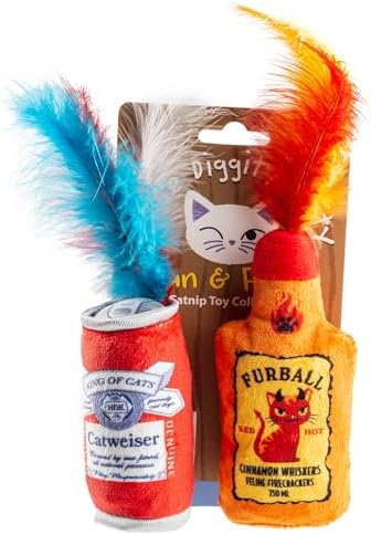 Haute Diggity Kitty Catweiser + Furball Set, Soft Plush Cat Toys