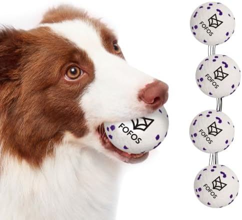 FOFOS Dog Balls Tennis Balls Dog Chew Toys for Aggressive Chewers ETPU 4Pcs