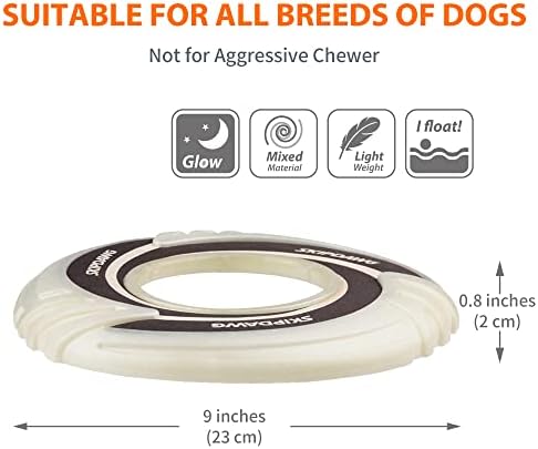 SKIPDAWG Dog Flying Disc Tug Toy, Glow Dog Fetch Toy for Outdoor Play