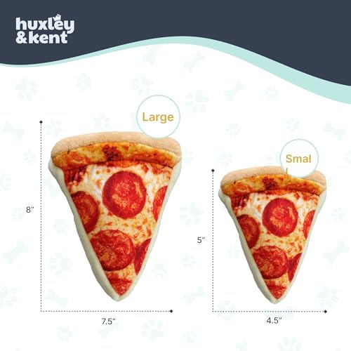Huxley & Kent Power Plush Squeaky Dog Toy, Pup-Eroni Pizza, Large