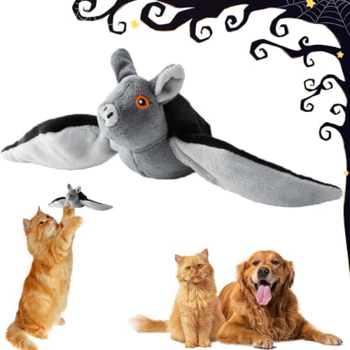 Flying Bat Dog Toy, Flying Bat Toy for Cats, NoFlying, Flapping Bird Interactive Cat Toy, Cute Flapping Wings Electric Teasing Cat/Dog Toy, Interactive Chirping Bird Toys with Flappingwings (1)