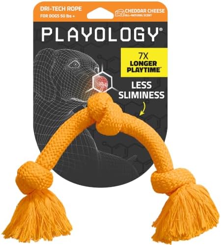 Playology Tug Rope Dog Toys for Large Dogs - Jumbo, Cheedar Cheese Scent