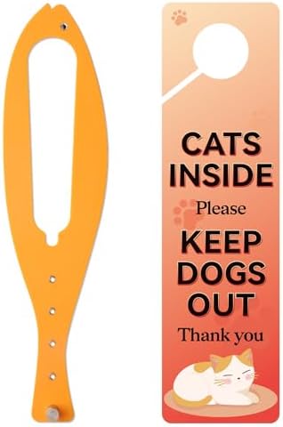 TGIOW Cat Door Latch, Cat Door Stopper Keep Open 2.5-6", 1 Pcs, Yellow | Keep Dogs Out of Litter Box and Food, Door Prop for Cats with 5 Adjustable Sizes, Door Plate Included, Pet Gate Alternative