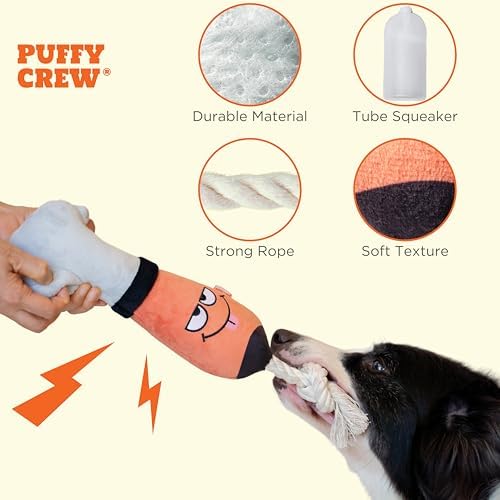 Squeaky Dog Plush Toy, Tools Bite_Stick Collection, 12", for Various Sized Dogs (Hammer, Large)