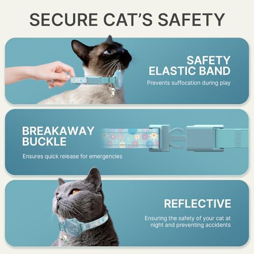 AirTag Cat Collar, Reflective Breakaway Collar, Hidden Holder with Bell | Compatible with Apple AirTag 1st & 2nd Gen, Lightweight Water-Resistant Strap for Cats, AirTag Not Included