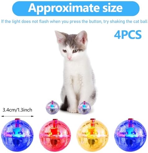 Frienda 4 Pcs Light up Cat Ball LED Motion Ghost Hunting Cat Ball(Clear)
