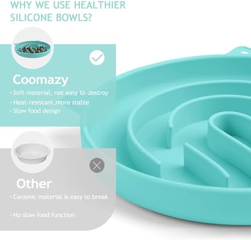 Coomazy Slow Feeder Cat Bowl Silicone Pet Puzzle Feeder for Slow Eating