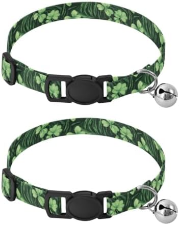 Green Shamrock Easy to Wear Dog Collar 2 Pack Collar for Kitten