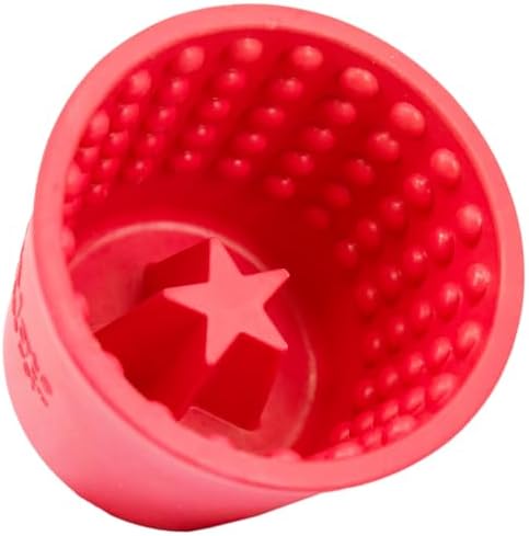 LICKIMAT Yoggie Pot - Distraction, Fun and Enrichment. Long Lasting Rubber Licking Treat Dispenser for All Dog Sizes and Slow Feeder for Small Dogs - Red