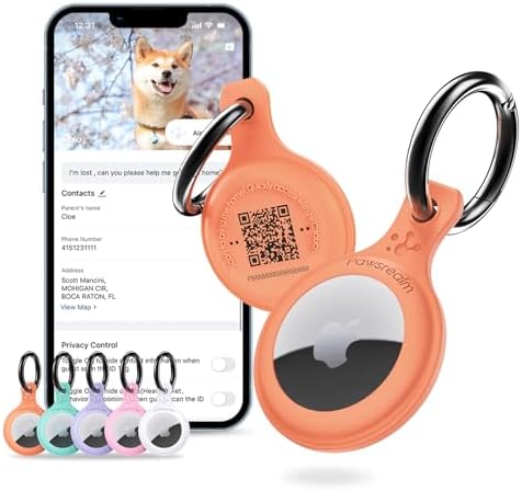 Smart Pet Tracker Holder Compatible with AirTag, for AirTag Holder Dog&Cat Collar with QR Code, Case&ID Tag in One & with Modifiable Pet Online Profile, Instant Location pet Alert