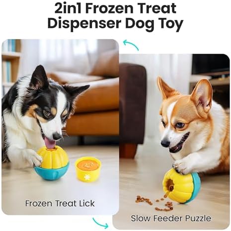 Potaroma Dog Toys Treat Dispenser Ball, Freezable Slow Feeder Puzzle Chew