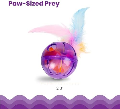 Catstages Hamster Ball Interactive Treat-Dispensing Ball Puzzle Cat Toy with Removable Squeaking Plush Hamster, Purple