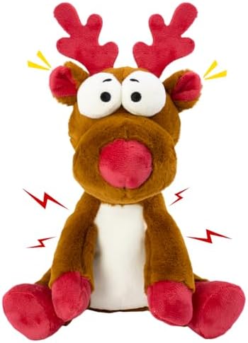 Christmas Squeaky Dog Toys, Stuffed Toys with Crinkle Paper, Interactive Toys to Keep Them Busy, Durable Plush Reindeer for Small, Medium and Large Dogs.