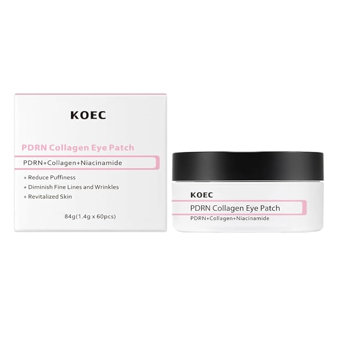 KOEC PDRN Collagen Eye Patch 60,Under Eye Patches for Puffy Eyes and Dark Circles,Eye Mask with Hydrolyzed Collagen & Niacinamide,Bridesmaid Gifts for Woman